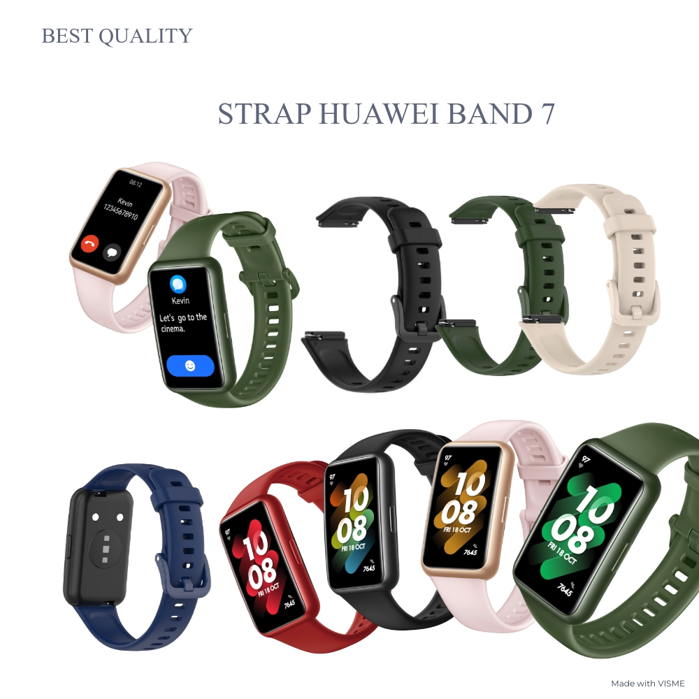 Original Strap Replacement Huawei Band 7 Tali Pengganti Silicone Strap Warna Polos Solid