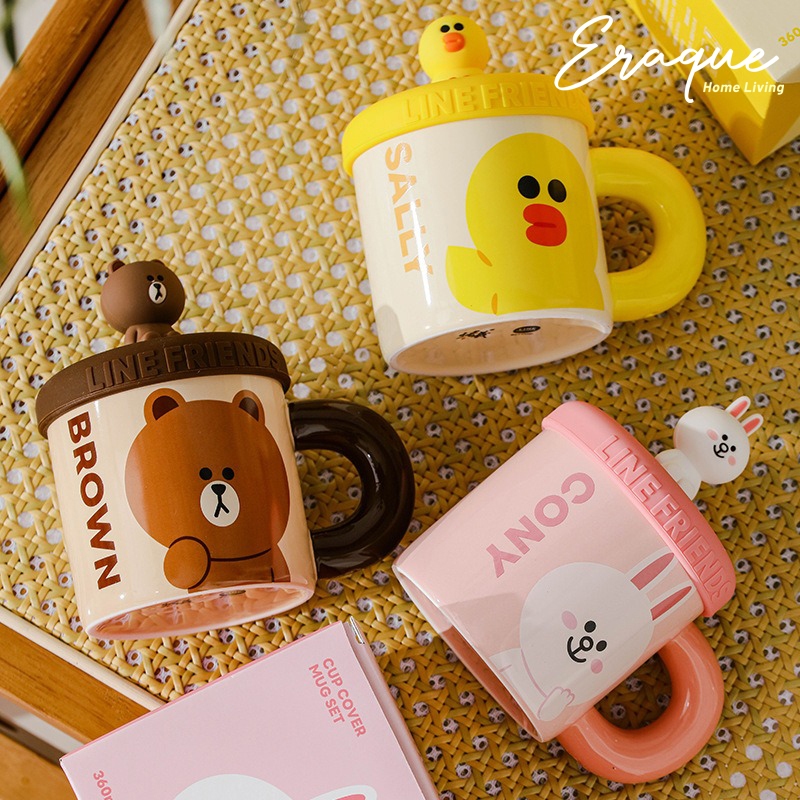 Line Friends Mug A / Gelas Cangkir Mug Karakter Line Keramik Hadiah Kado Anak Lucu Imut Estetik
