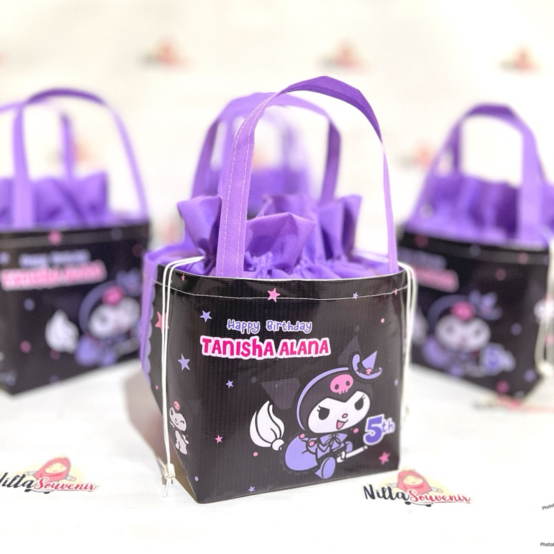 

Tas Souvenir Ultah Tas Ulang Tahun Serut Terbaru Goodiebag Birthday Tas Snack Motif Kuromi Custom