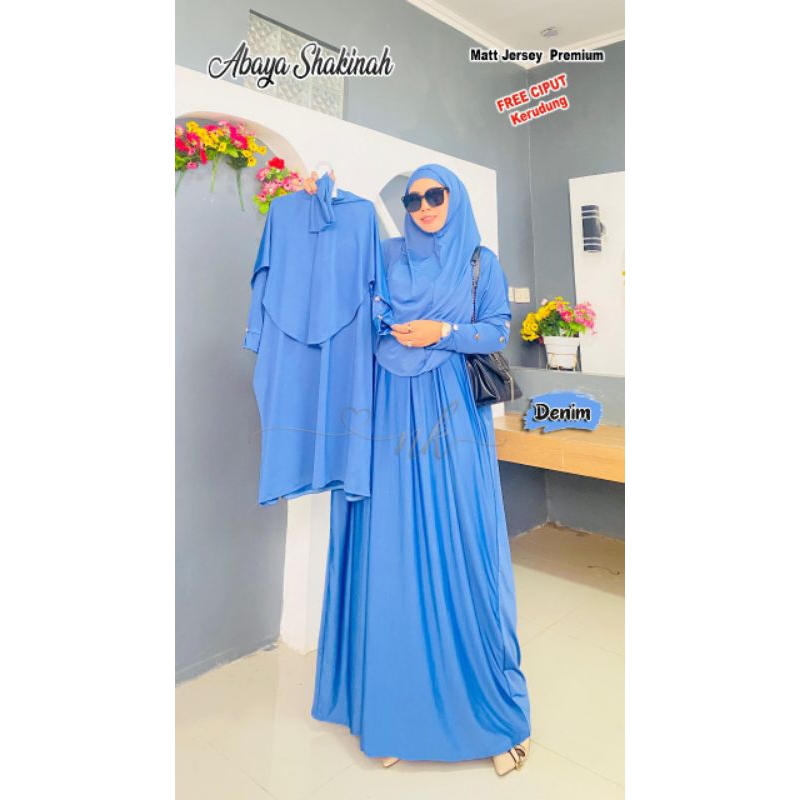 Gamis Jersey/Abaya shakinah set hijab couple ibu dan anak ORI NK Nazwa