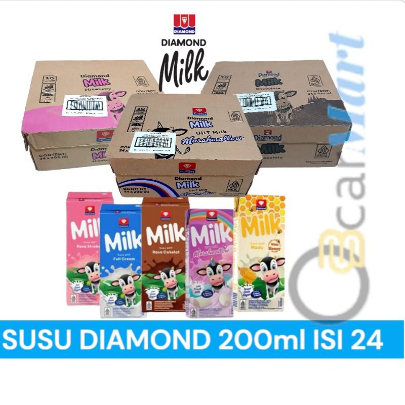 

SUSU DIAMOND 1 dus 200ml isi 24 Cream Coklat Stroberi