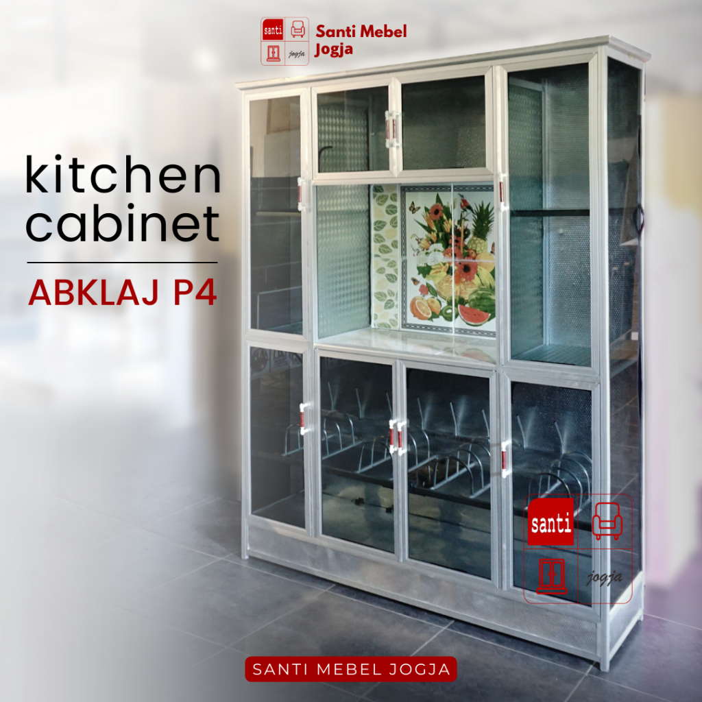 Lemari Dapur Rak Piring Aluminium 4 pintu Silv ABKLAJ Standard