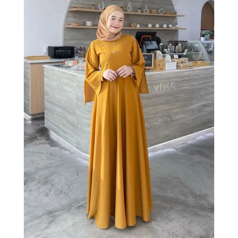 SORAYA DRESS MEWAH GAMIS POLOS KONDANG CANTIK WANITA TERBARU BAHAN CERUTY BEBYDOLL