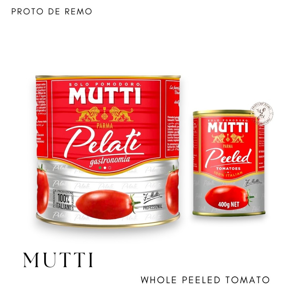 

Mutti Whole Peeled Tomato & Finely Chopped Tomato | Tomat Kupas Kaleng & Tomat Cincang Cacah