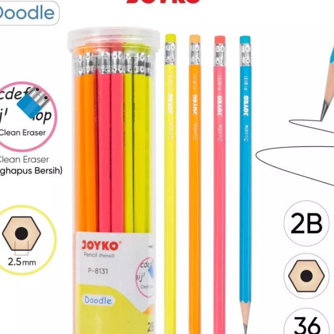 

KP8 PER DRUM Pencil Pensil Joyko P8131 2B 1 Drum 36 Pcs Doodle