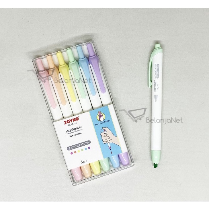 

HJ6 Highlighter Penanda Berwarna Joyko HL776 Pastel Color 1 Set 6 Pcs