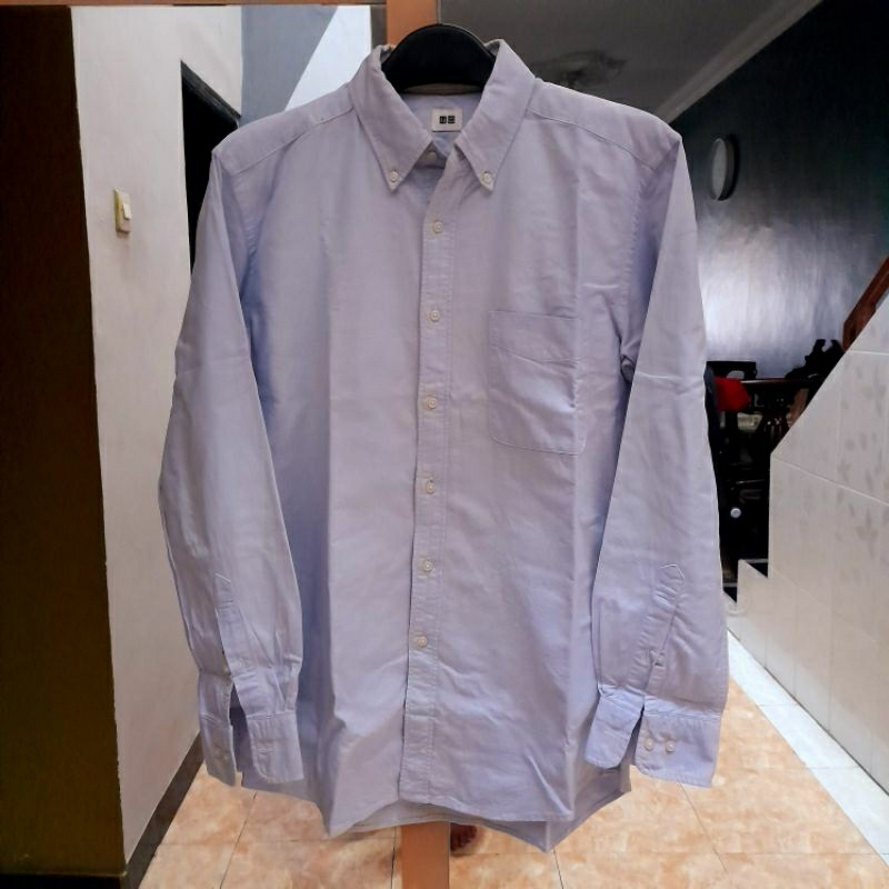 kemeja uniqlo soft blue original