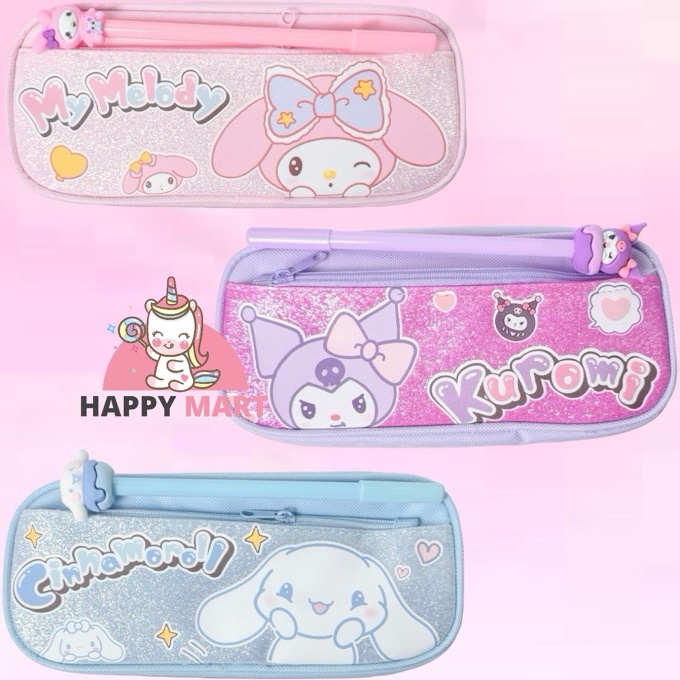 

Promo Kotak pensil motif sanrio glittery kuromi melody cinnamoroll