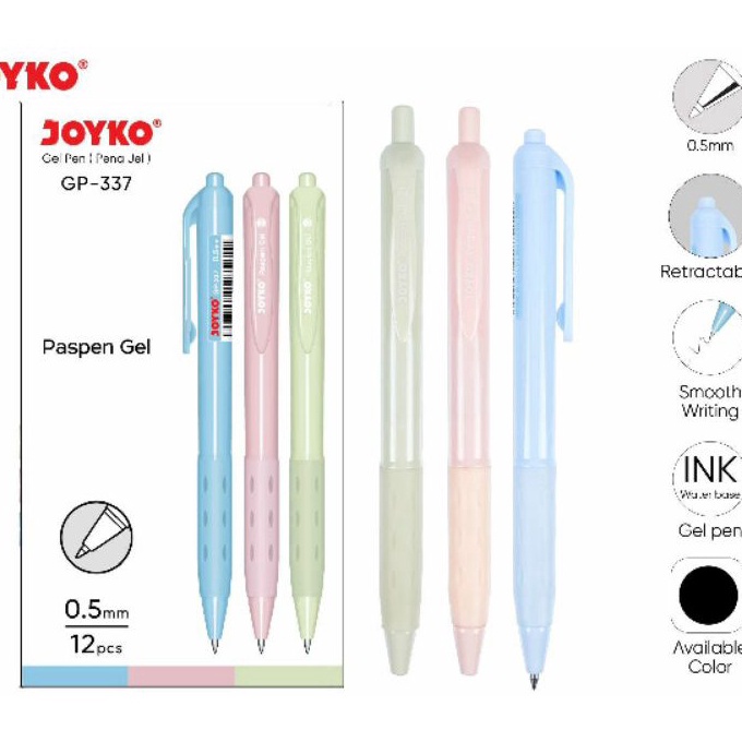 

HJ6 Pulpen JOYKO PASPEN Gel Pen GP337 5mm 12 PCS