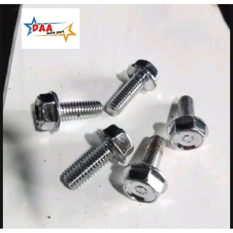 BOLT FLANGE M6X15 CROM BAUT TOPI KUNCI 10 PANJANG 1,5CM ORIGINAL