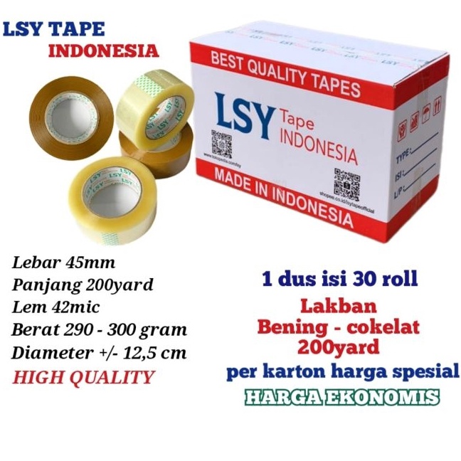 

Langka lakban bening cokelat termurah LSY TAPE 1 dus isi 3 roll 2yard CHO
