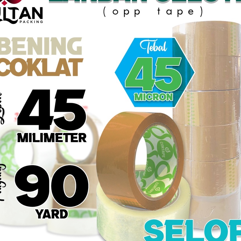 

HJ6 Lakban Isolasi Selotip 45mm x 9yard Plakban OPP Tape CORTAPE TERMURAH Varian SELOP