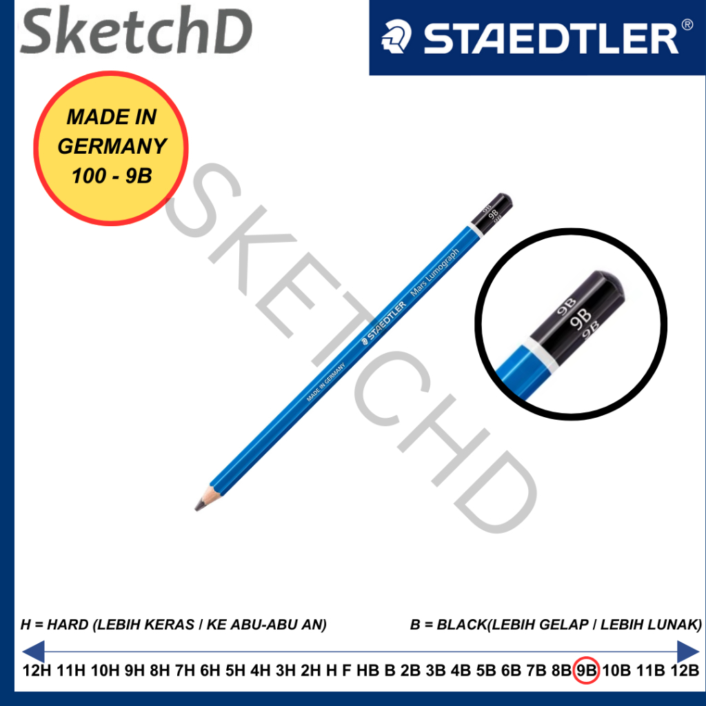 

Pensil 9B Staedtler Mars Lumograph Pencil 100- 9 B Biru