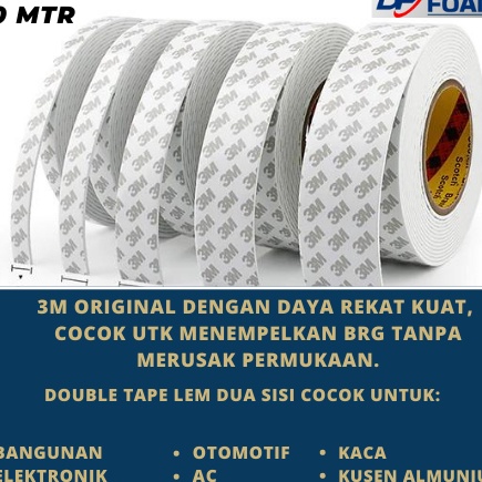 

Terbaru Double Tape 3M 975i Panjang 5 Mtr dengan lem dua sisi Double Tape Lem Dua sisi Original