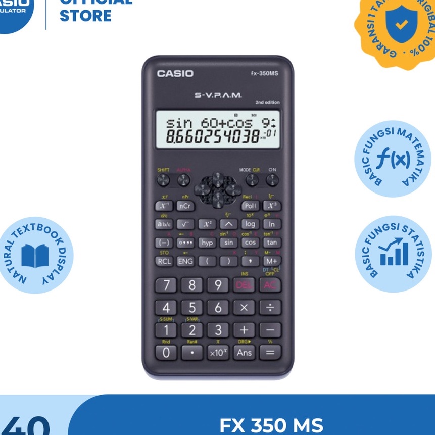 

KP8 CASIO KALKULATOR FX35MS 2nd Ed Kalkulator SekolahKuliah ScientificSaintifik 24 fungsi