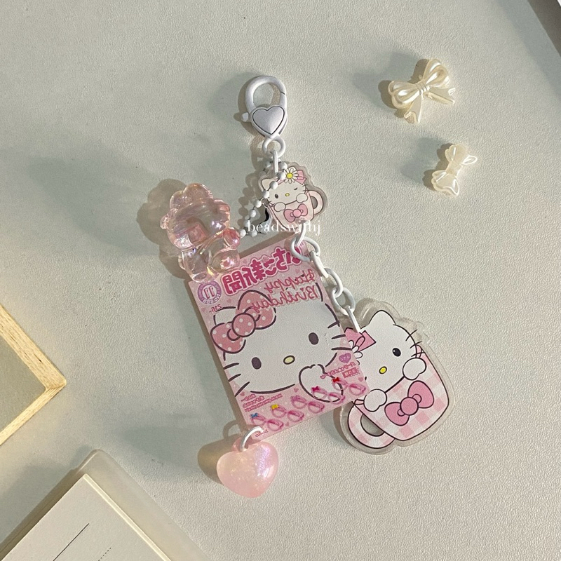 Pink Hello Kitty Keychain | Gantungan Kunci Hello Kitty | Hello Kitty Keychain | Beaded Hello Kitty 