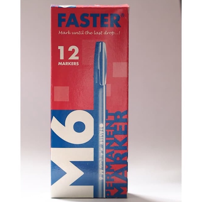 

Promo Faster M6 Permanent Marker isi 12 pcs Black Blue Red