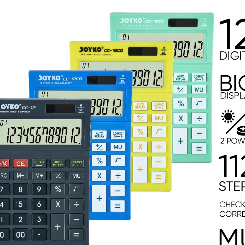 

Hematku Calculator Kalkulator Joyko CC12 12 Digits Check Correct