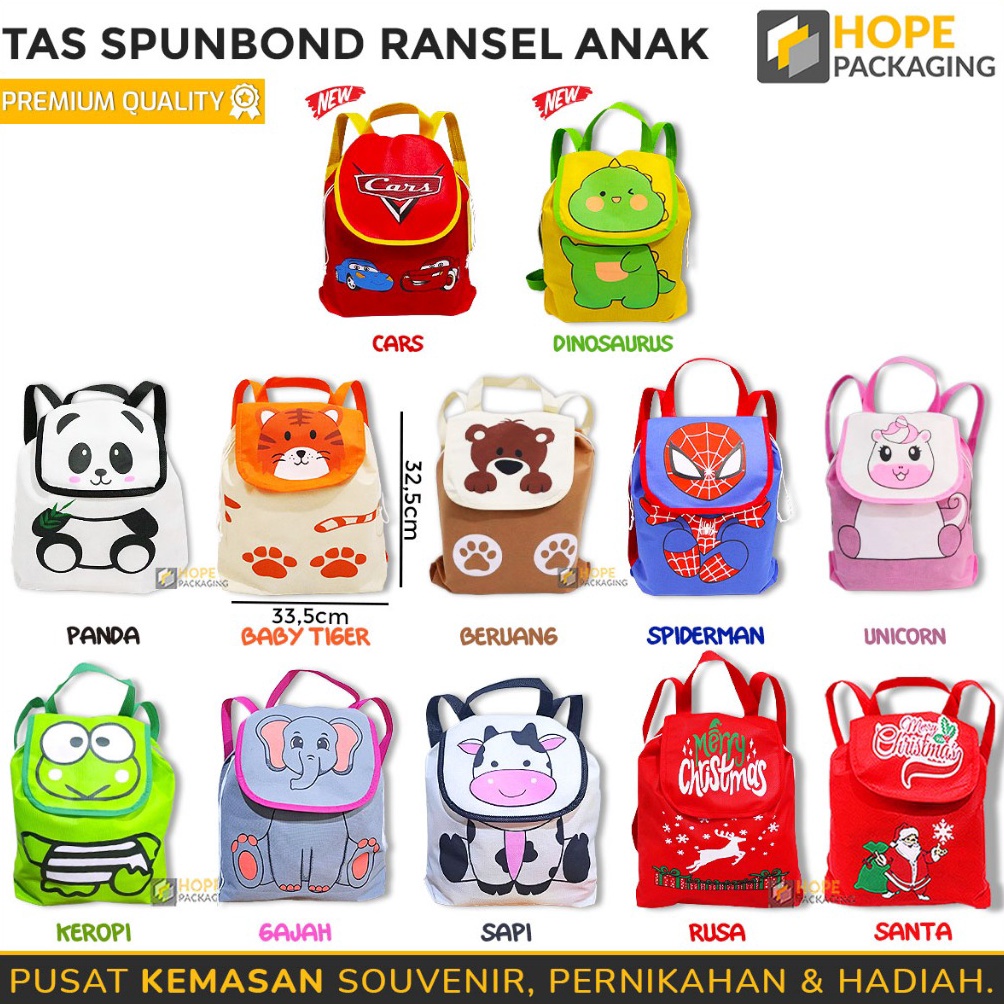 

GOGO Tas Spunbond Ransel Serut Animal Goodie Bag Souvenir Birthday Anak Ransel Hampers Snack Tas Ultah Tas Serut Animal Tas Anak