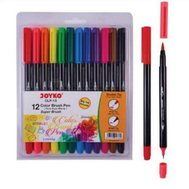 

HANYA DISINI PROMO Color Brush Pen CLP13 Joyko Set 12 Warna Super BrushSpidol Kuas Color