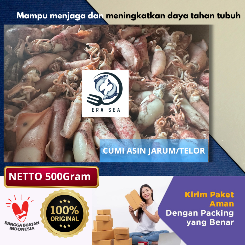 

Cumi Asin Jarum/Telur Uk Kecil Seafood Kering Segar & Beku 500gram