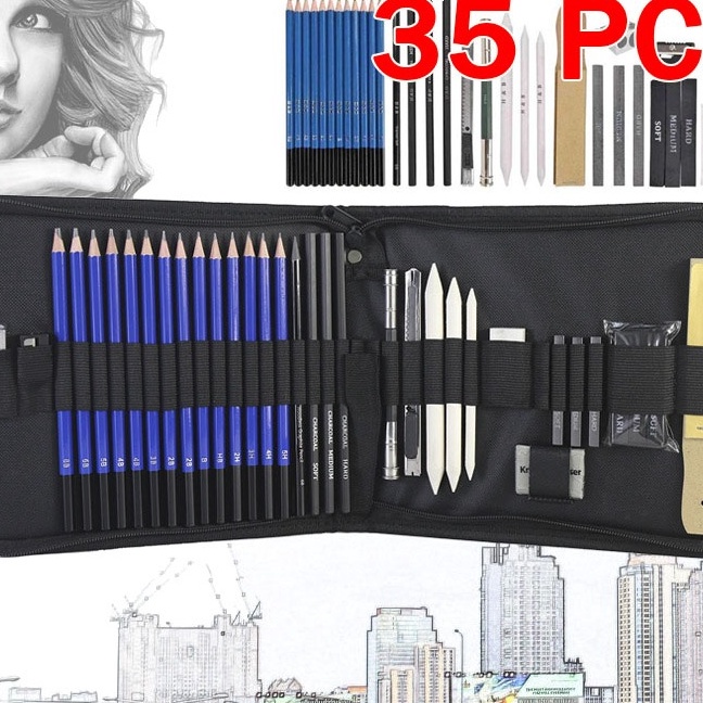 

FG2 35PCSSet Sketch Pencil Pisau Penghapus dan Pensil Gambar untuk Keperluan Sekolah Pencil Drawing Set