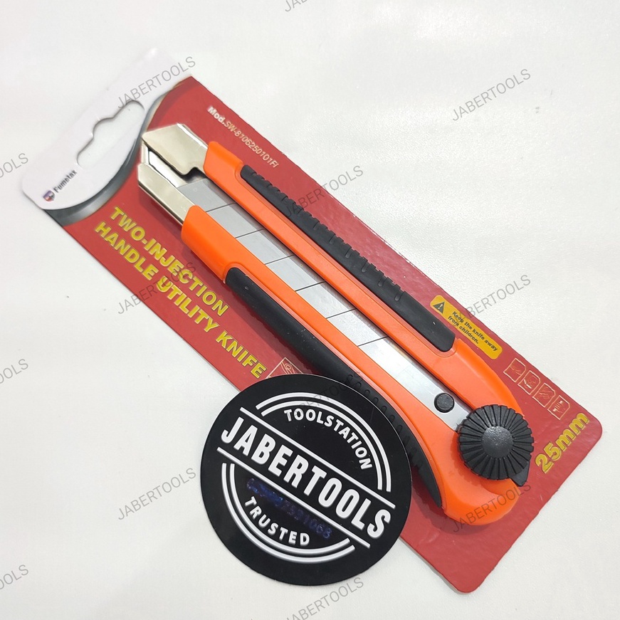 

KI3 Cutter Pisau Besar Jumbo 25mm Baja SK5 Pemotong Kertas Fumetax Heavy Duty
