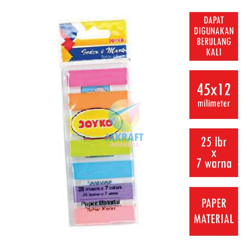 

TERJAMIN BAGUS 175 Pcs Index Mark JOYKO IM32 Memo Tempel Kertas Persegi Sticky Notes 7 Warna x 25 Lembar