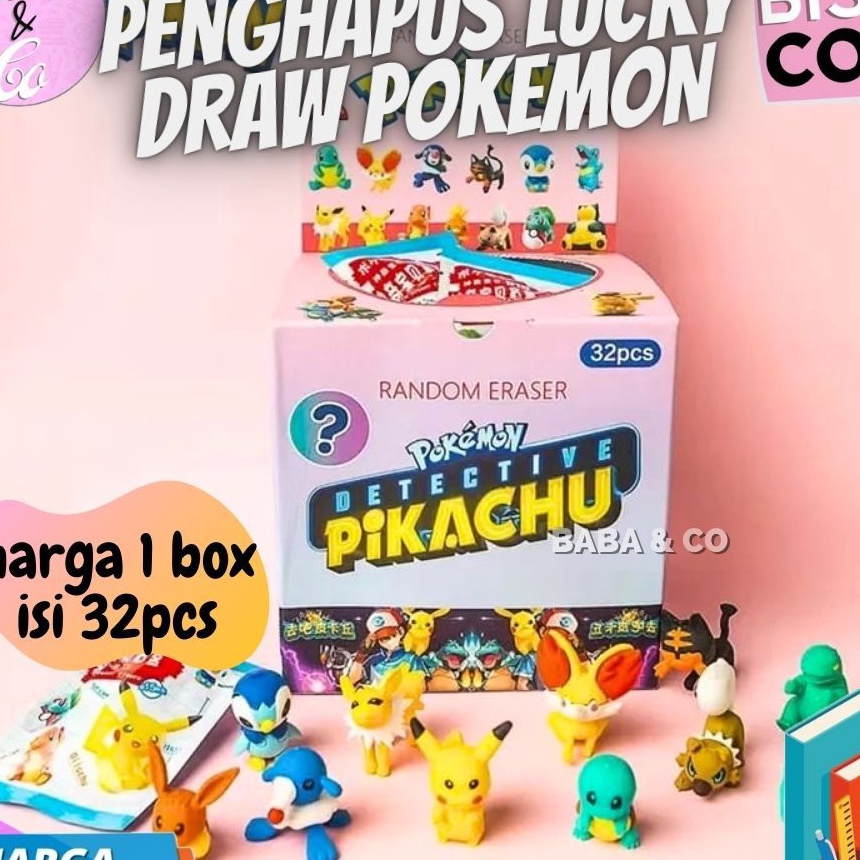 

Wah PENGHAPUS POKEMON 1 BOX 32 pcs PENGHAPUS MISTERI LUCKY BOX POKEMON COD