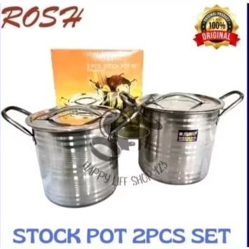 ROSH/VIENA/GOLDENHORSE STOCKPOT SET ISI 2 • PANCI SET ROSH STAINLESS STEEL 20&18 CM • PANCI SET OF 2