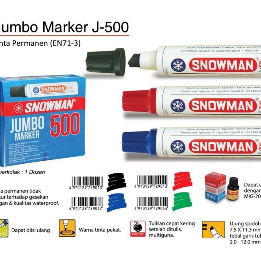 

Terkini Spidol Snowman Besar J5 Permanent