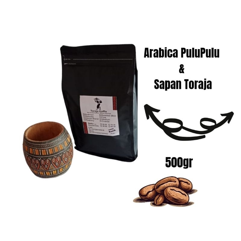 

Kopi Arabica Toraja Sapan Variety Arabica Pulupulu 500gr Biji Kopi Toraja