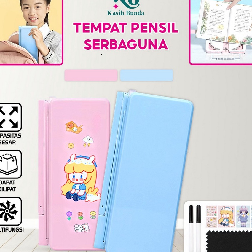

KP8 Tempat Pensil Lipat 2IN1 Multifungsi Tempat Penyimpanan Alat Tulis Anak Sekolah Pencil Case Book Holder Portable Kotak Pensil Lipat dengan Tatakan Buku dan Papan TulisMiniPraktis BUNDA A73