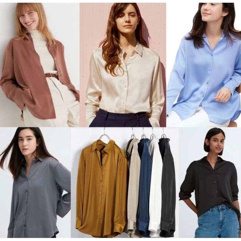 UNIQLO satin longsleeved blouse