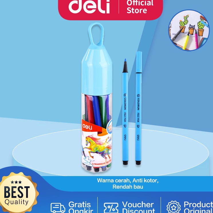 

Ready Stock Deli Spidol Warna 1mm 12 Warna Tinta yang bisa dicuci Tidak Bau tidak be Warna Cerah EC156