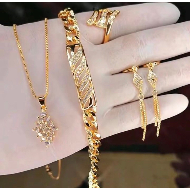 set perhiasan dewasa titanium mewah anti karat terbaru elegan paket perhiasan 1set lengkap
