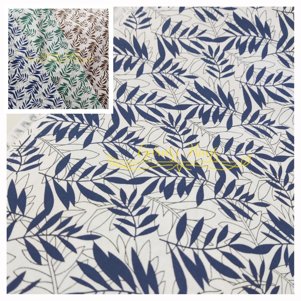 Kain Cotton Katun Motif Daun Lebar 150cm