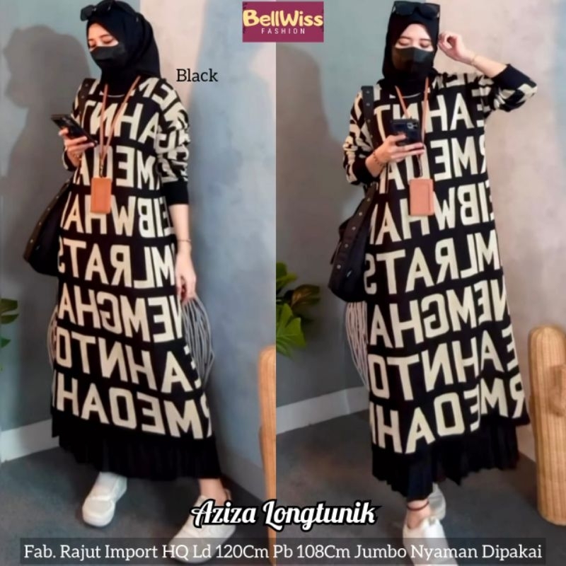 azizah longtunik rajut haika long tunik ori marsela dress rajut import gamis rajut motif dress knit 