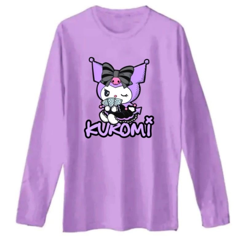 Kaos Lengan Panjang wanita remaja-Dewasa KUROMI UNGU/KAOS LENGAN PANJANG WANITA KEKINIAN