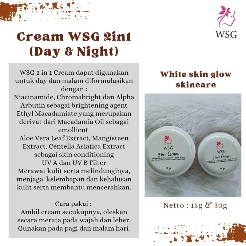 WSG 2IN1 BPOM 15GR/KRIM ampuh/cepat putih