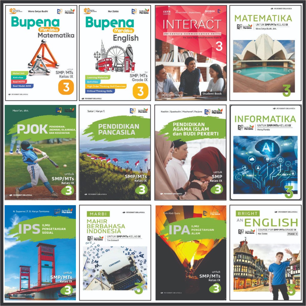 Buku Sekolah SMP kelas 9 Kurikulum Merdeka - Paket Mapel Lengkap Erlangga