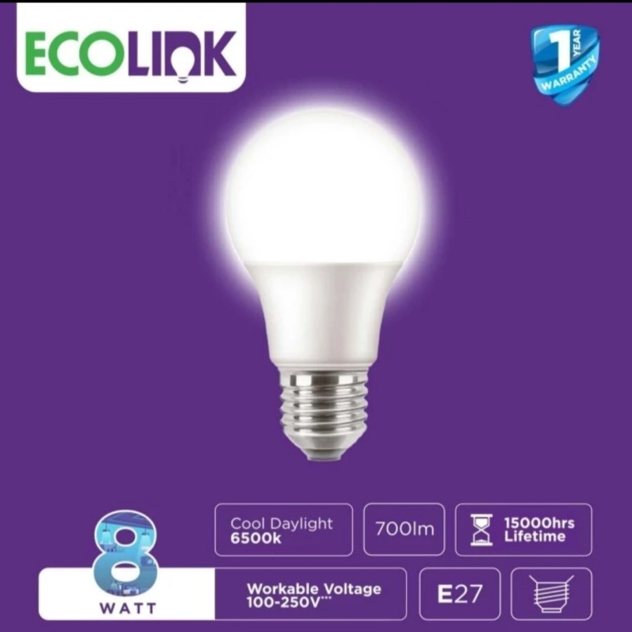 Lampu LED Ecolink 8 Watt Cahaya Putih