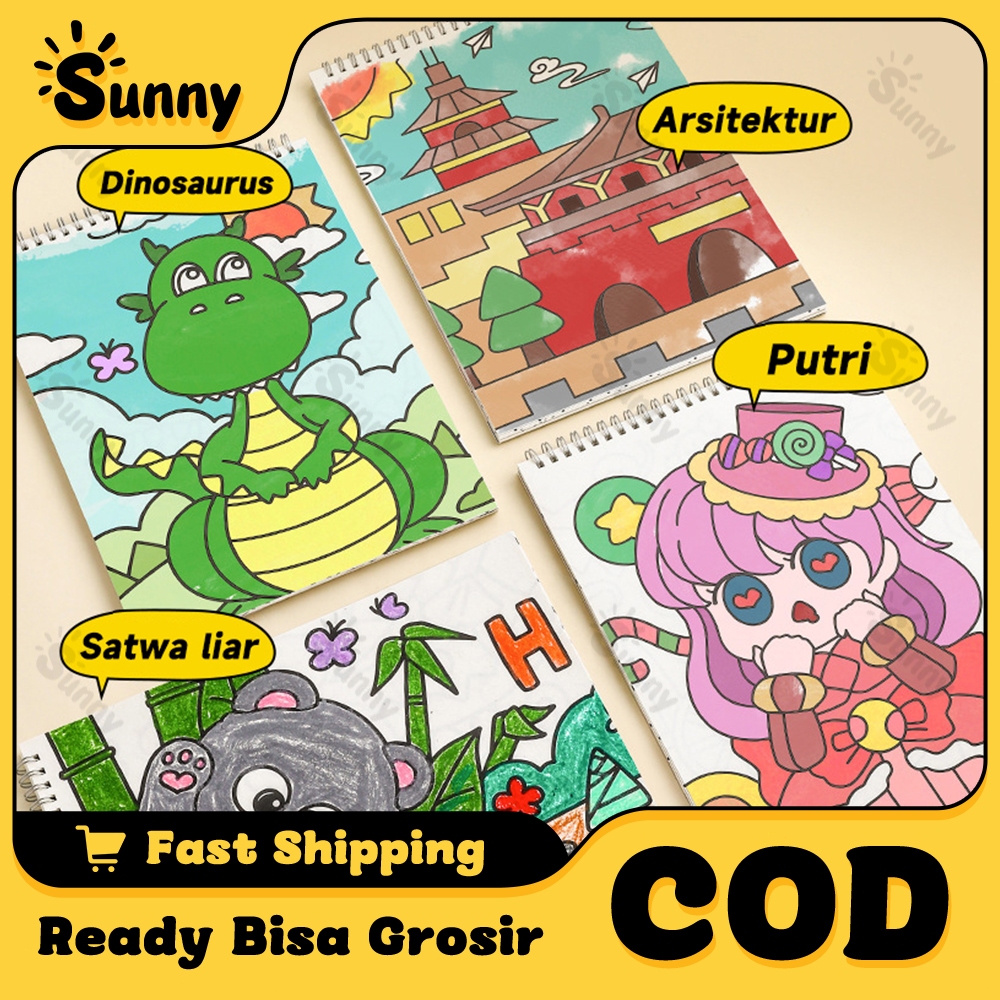 

31 lembar Book Buku Gambar Mewarnai Pen Buku Warna Mainan Edukasi Anak Coloring Books Cat Air
