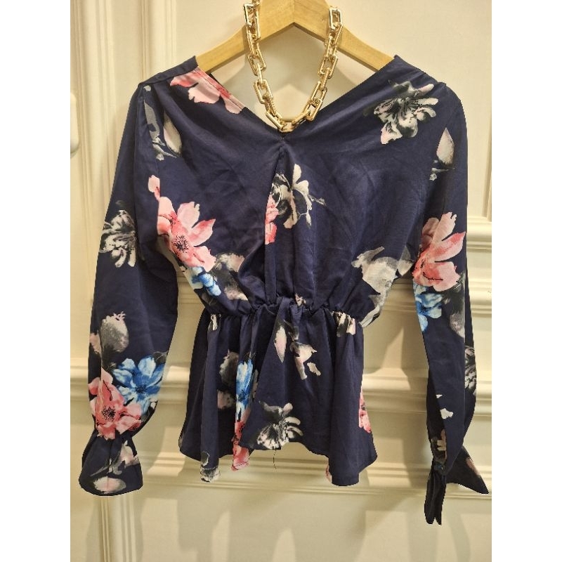 Atasan Wanita Blouse V neck satin korea murah