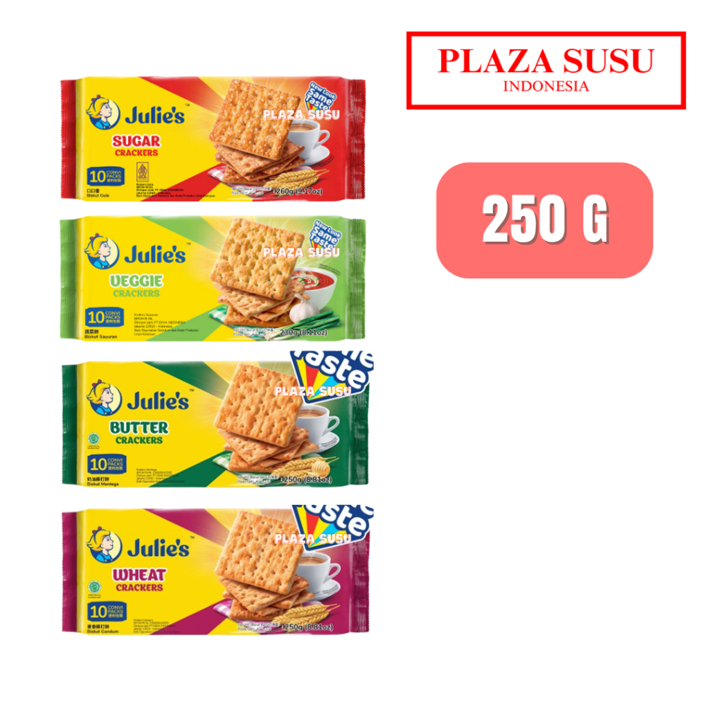 

JULIES SUGAR CRACKER WHEAT BISKUIT ROTI KERING JULIE'S BISCUIT IMPOR GANDUM 230G