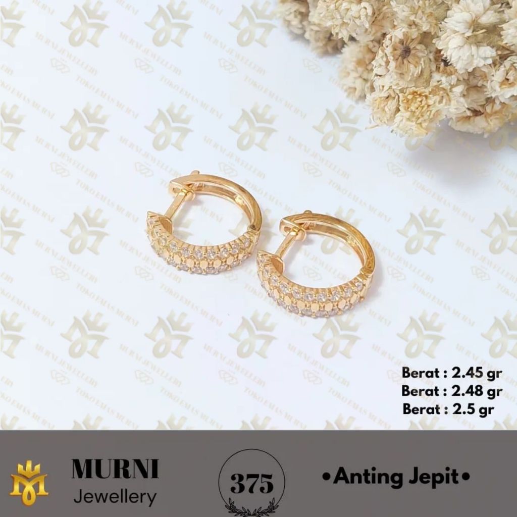 Anting Jepit Emas Muda Asli 375/8K Model Cor Baris - Toko Emas murni