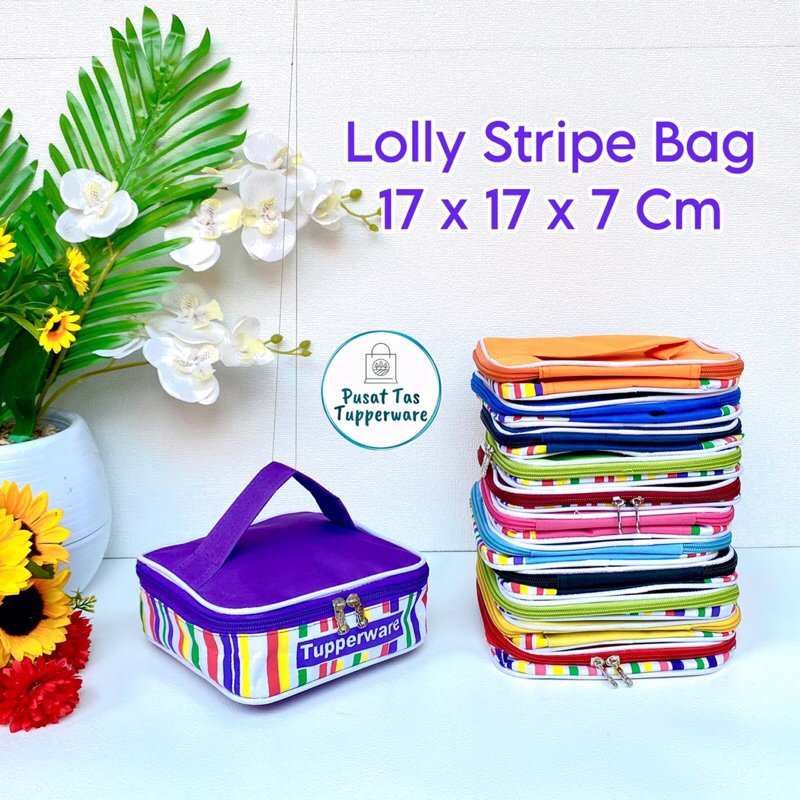 Tas Bekal Lolly Tupperware Motif Stripe / Tas Bekal Tupperware