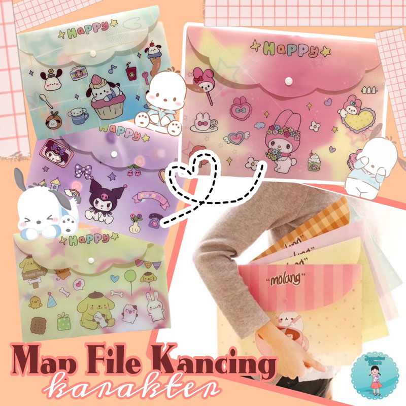 

Map kancing motif sanrio cute terbaru/Map File Dokumen Motif/Folder Bag A4/Map Kancing Document Sanrio/Map Serbaguna Pochaco Cinamonroll Melody Kuromi Pompompurin