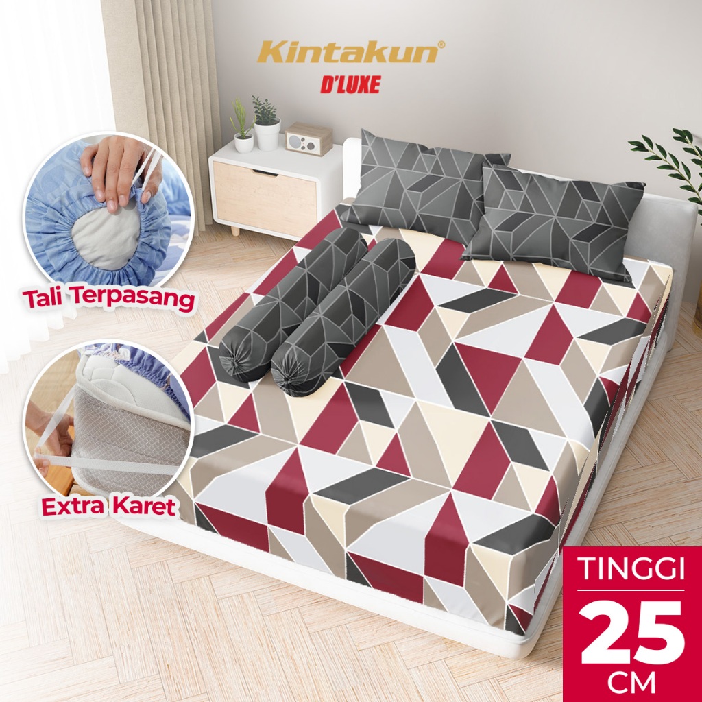Kintakun Sprei Fitted 160/180/200 DLUXE Roni Aesthetic Microtex Tinggi 25 cm B2