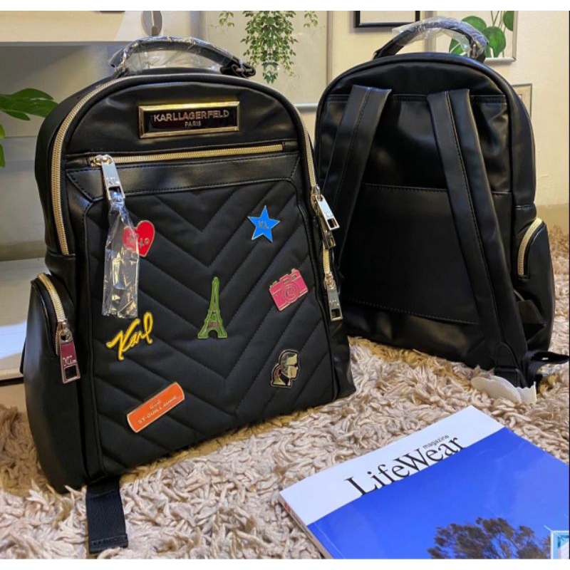 karl lagerfeld kl paris bag charmad window travel backpack black original